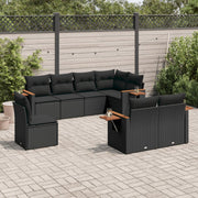 Loungeset 8-delig poly rattan zwart