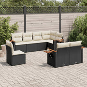 Loungeset 8-delig poly rattan zwart