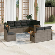 Loungeset 8-delig poly rattan grijs