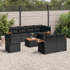 9-Delige Loungeset Met Kussens Poly Rattan Zwart