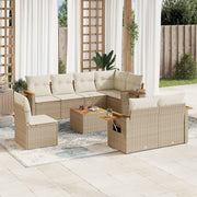 Loungeset 9-delig poly rattan beige