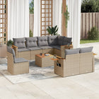 9-Delige Loungeset Met Kussens Poly Rattan Beige