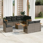 Loungeset 9-delig poly rattan grijs
