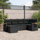 6-piece Lounge Set with cushions poly rattan black