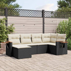 6-piece Lounge Set with cushions poly rattan black