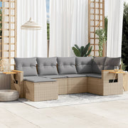 Loungeset 6-delig poly rattan beige