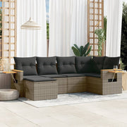Loungeset 6-delig poly rattan grijs