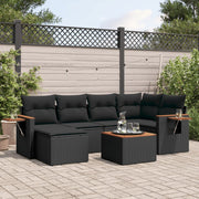 Loungeset 7-delig poly rattan zwart