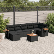 Loungeset 8-delig poly rattan zwart
