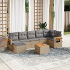 8-Delige Loungeset Met Kussens Poly Rattan Beige