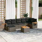 Loungeset 8-delig poly rattan grijs