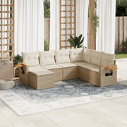 Loungeset 7-delig poly rattan beige