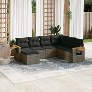 Loungeset 7-delig poly rattan grijs