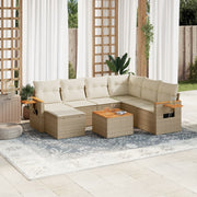Loungeset 8-delig poly rattan beige