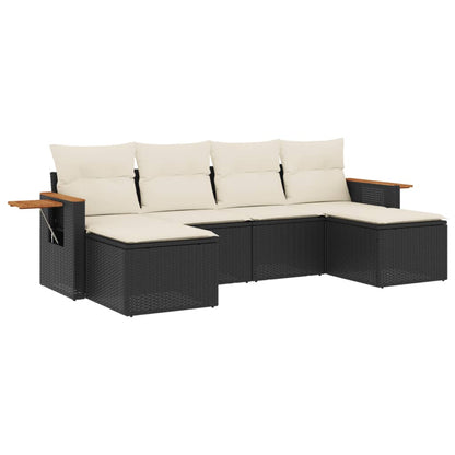 6-Delige Loungeset Met Kussens Poly Rattan Zwart