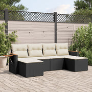Loungeset 6-delig poly rattan zwart