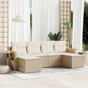 Loungeset 6-delig poly rattan beige