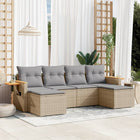 6-piece Lounge Set with cushions poly rattan beige