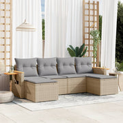 Loungeset 6-delig poly rattan beige