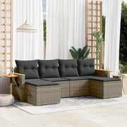 Loungeset 6-delig poly rattan grijs
