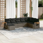 Loungeset 8-delig poly rattan grijs