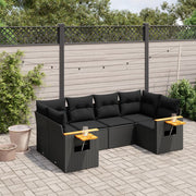 Loungeset 6-delig poly rattan zwart
