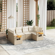 Loungeset 6-delig poly rattan beige