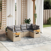 6-piece Lounge Set with cushions poly rattan beige