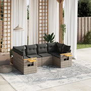 Loungeset 6-delig poly rattan grijs