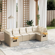 Loungeset 7-delig poly rattan beige