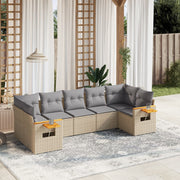 Loungeset 7-delig poly rattan beige