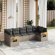 Loungeset 7-delig poly rattan grijs