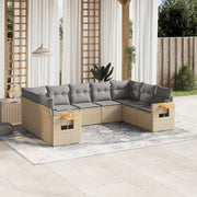 Loungeset 9-delig poly rattan beige