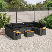 Loungeset 10-delig poly rattan zwart