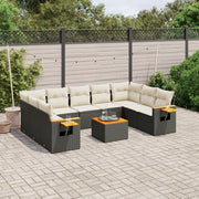 Loungeset 10-delig poly rattan zwart