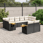 Loungeset 9-delig poly rattan zwart