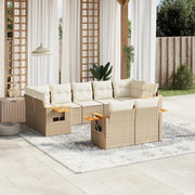 Loungeset 9-delig poly rattan beige