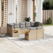 Loungeset 9-delig poly rattan beige