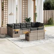 Loungeset 9-delig poly rattan grijs