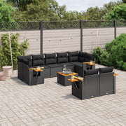 Loungeset poly rattan zwart 10-delig