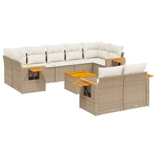 10-Delige Loungeset Met Kussens Poly Rattan Beige