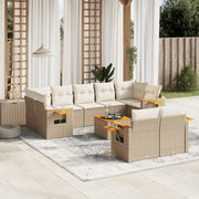 Loungeset poly rattan 10-delig beige