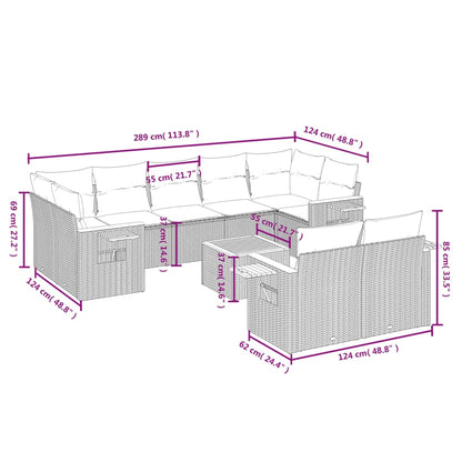 10-Delige Loungeset Met Kussens Poly Rattan Beige