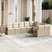 Loungeset 9-delig poly rattan beige