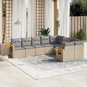 Loungeset 9-delig poly rattan beige