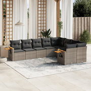 Loungeset 9-delig poly rattan grijs
