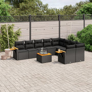 Loungeset 10-delig poly rattan zwart