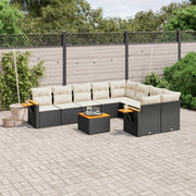 Loungeset 10-delig poly rattan zwart