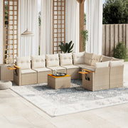 Loungeset 10-delig poly rattan beige