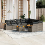 Loungeset 10-delig poly rattan grijs